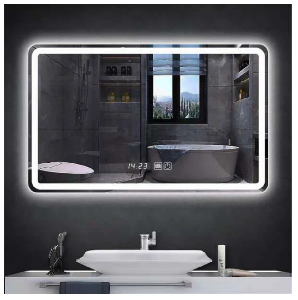 MK907 rectangular LED bathroom mirror with backlit design