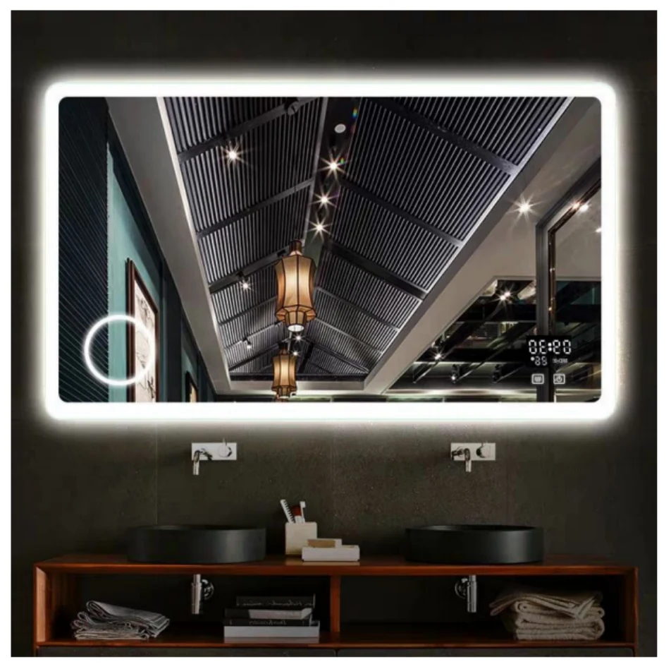 MK908 rectangular LED bathroom mirror with backlit design