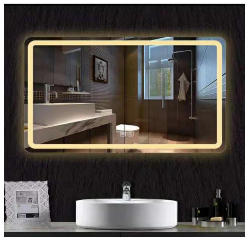 MK912 rectangular LED bathroom mirror with backlit design