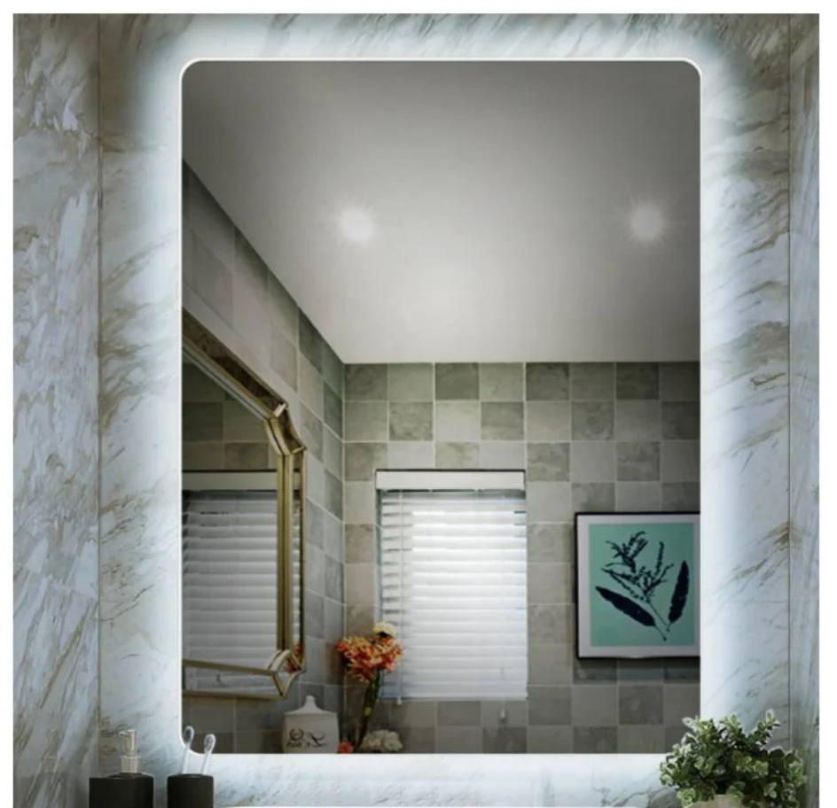 MK925 rectangular LED bathroom mirror with backlit design