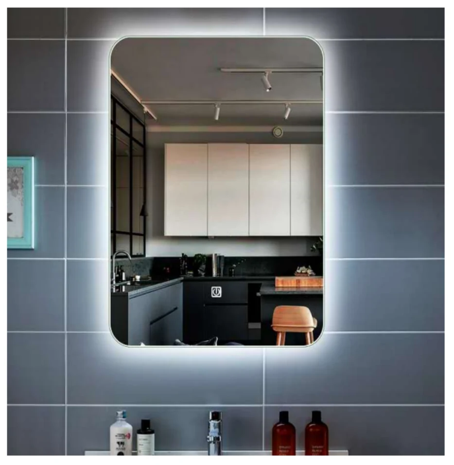 MK928 rectangular LED bathroom mirror with backlit design