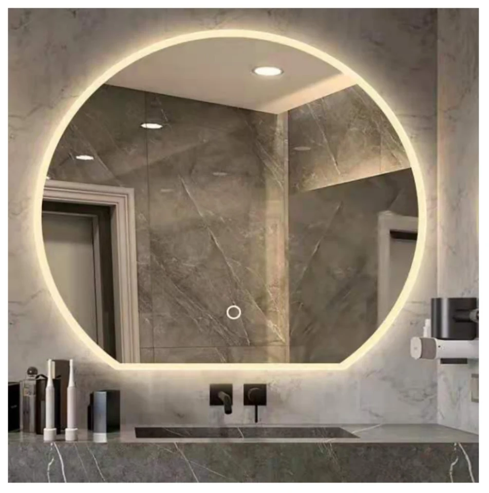 MK938 round LED bathroom mirror with backlit design