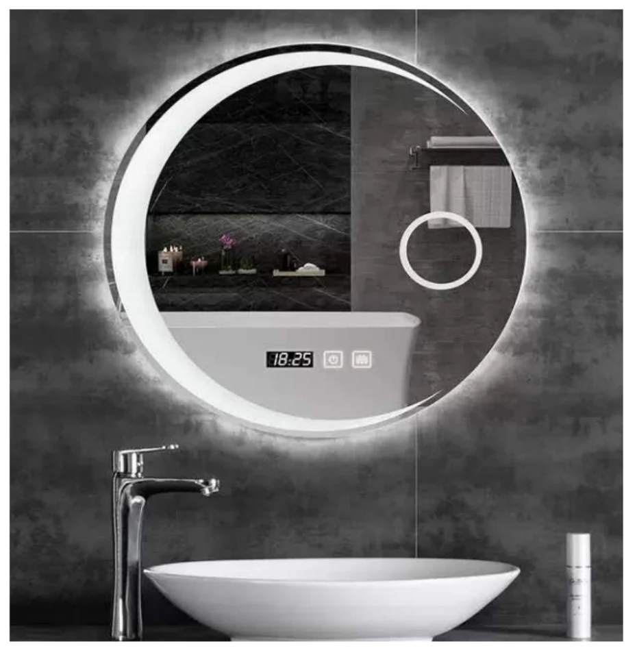 MK942 round LED bathroom mirror with backlit design