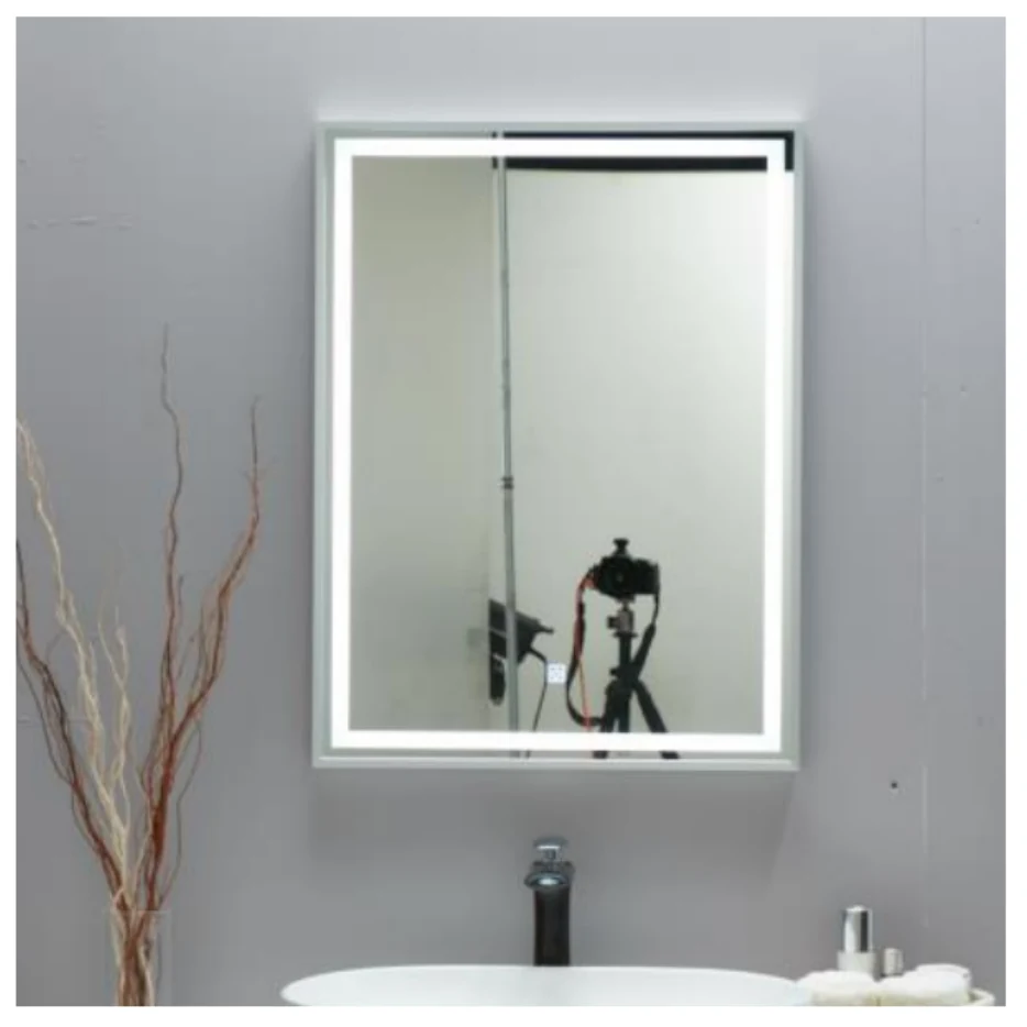 MK970 rectangular aluminum frame LED bathroom mirror with backlit design