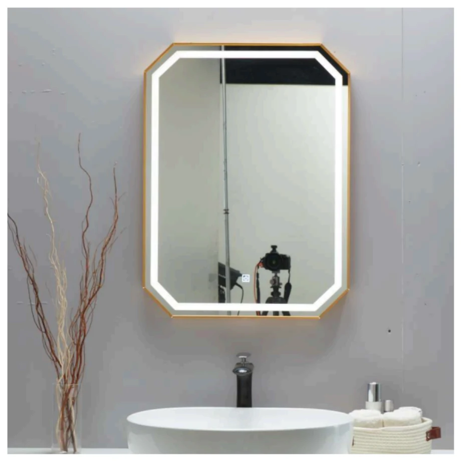 MK971 rectangular aluminum frame LED bathroom mirror with backlit design