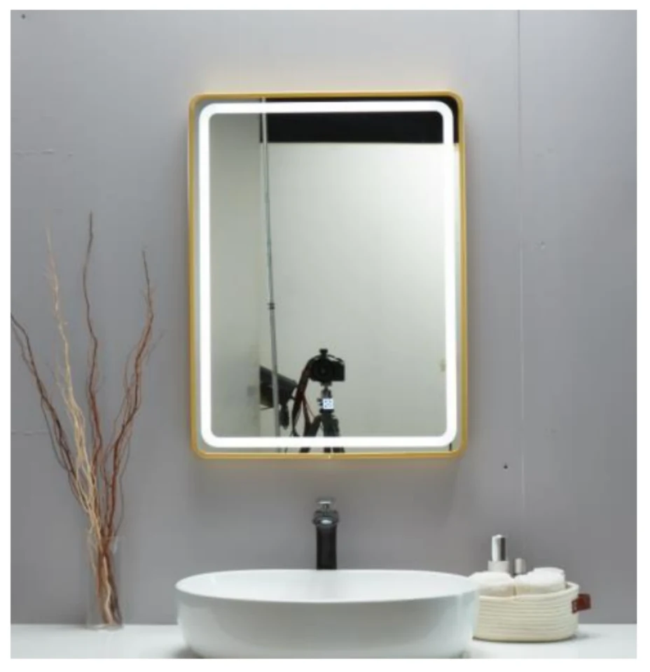 MK972 rectangular aluminum frame LED bathroom mirror with backlit design